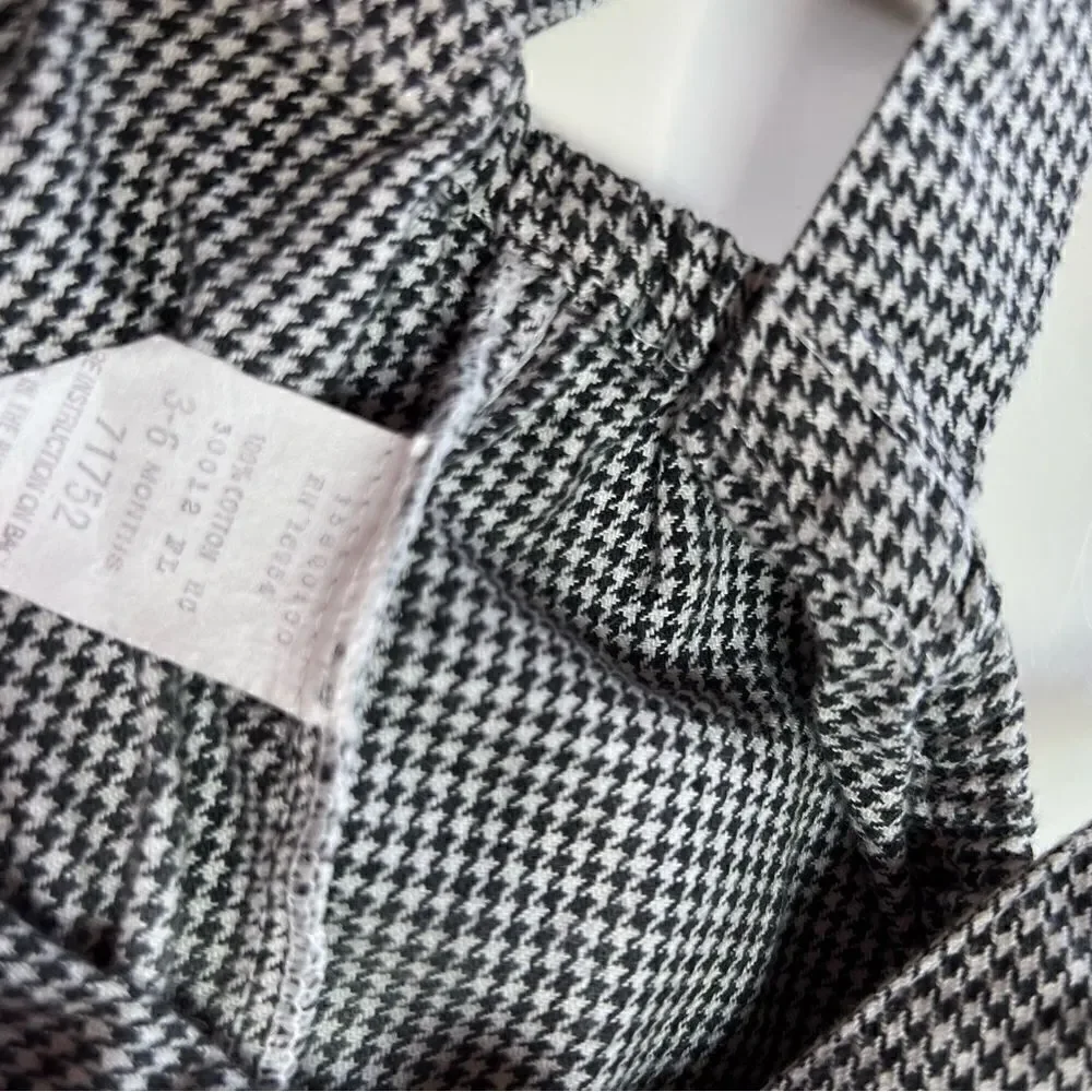 Charming Vintage Unisex Baby Classic Houndstooth Suspender Overall Shorts Romper